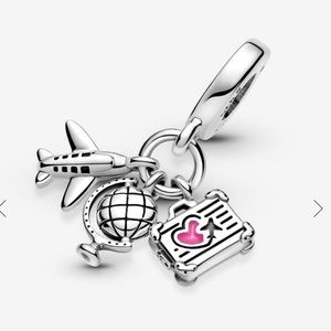 Airplane, Globe & Suitcase Dangle Charm